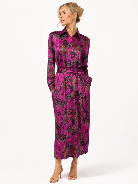 Lauren Ralph Lauren Dresses & Skirts - Lauren Ralph Lauren Fuchsia Paisley Maxi Shirt Dress